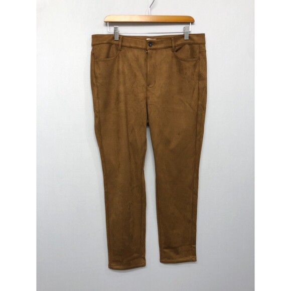 J Jill Women Faux Suede Pants Size 14 Brown Polyester Blend M212 -21 - Picture 1 of 16
